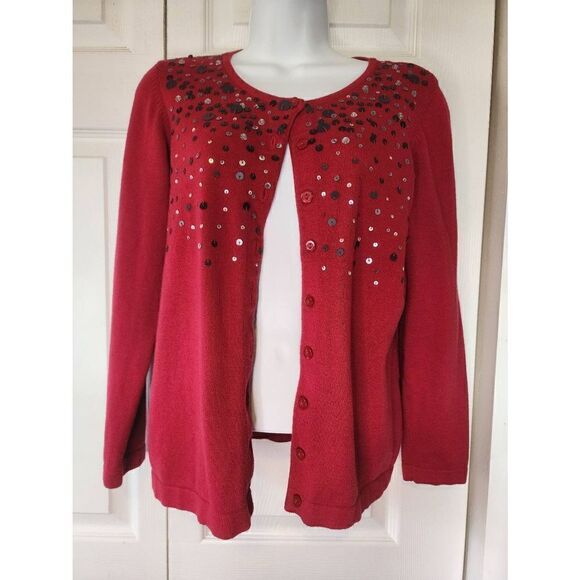 Christopher & Banks Red Sequint Sweater - Picture 1 of 3